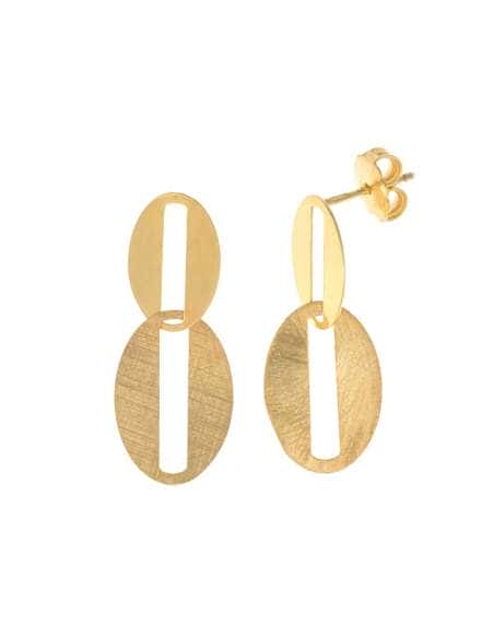 Pendientes para Mujer Dos Eslabones Ovalados Brillante y Satinado - Salvatore 203A0293