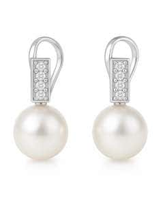 Pendientes para Mujer de Plata Rodiada con Circonitas y Perlas - Salvatore 144A0004