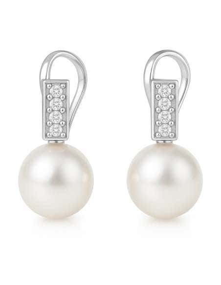 Pendientes para Mujer de Plata Rodiada con Circonitas y Perlas - Salvatore 144A0004