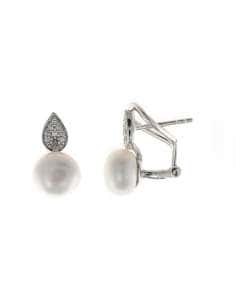 Pendientes para Mujer de Plata Rodiada con Perlas - Salvatore 144A0126