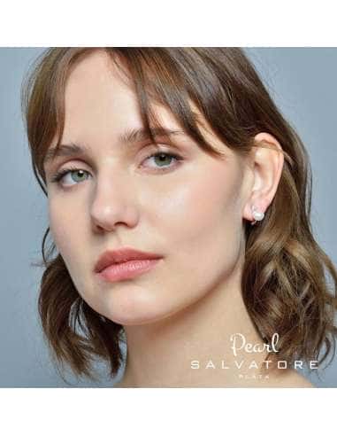 Pendientes para Mujer de Plata Rodiada con Perlas - Salvatore 144A0126