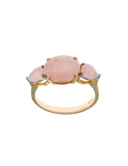 Anillo para Mujer de Plata Cuarzo Rosa Óvalo y Peras  - Salvatore 247S0024/16