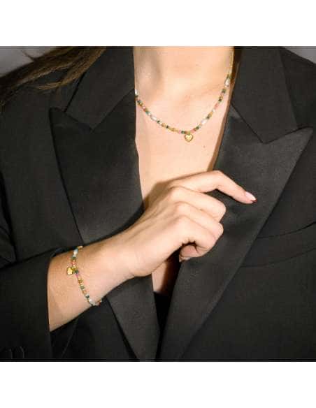 Collar para Mujer de Acero Dorado con Piedras - Lotus LS2553/1/2