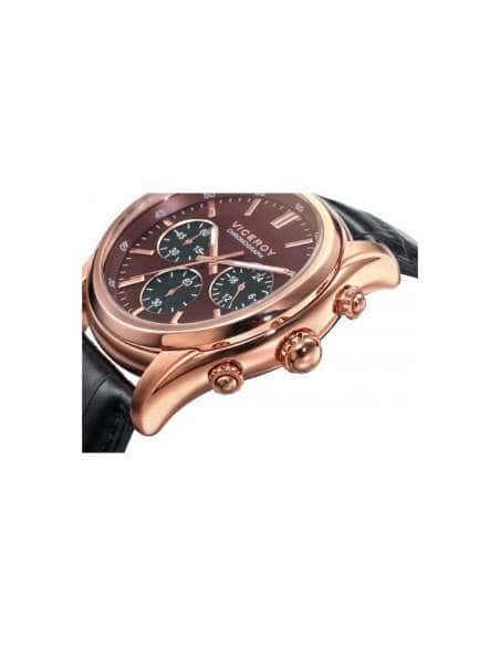 Reloj para Hombre Cronógrafo con Caja en Acero Rosado y Correa de Piel Negra - Viceroy 432287-47