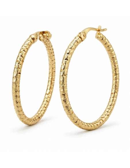 Pendientes  Aro caña grabados en Oro Amarillo de 21 mm – Oro 9K