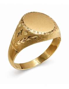 Sello de Oro Oval para Caballero Hueco - Oro Amarillo 18K