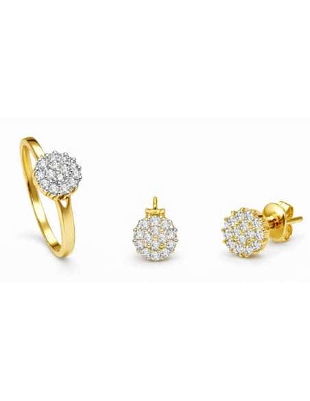 Conjunto de Comunión Rosetón de Circonitas – Oro Bicolor 18K