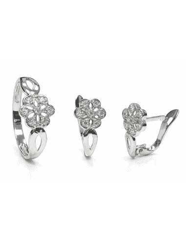 Conjunto de Comunión en Oro Blanco con Circonitas – Oro Blanco 18K