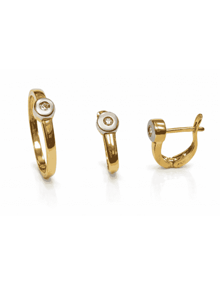 Conjunto de Comunión en Oro Bicolor con Circonita Central – Oro Amarillo y Oro Blanco 18K