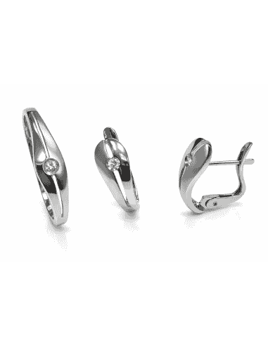 Conjunto de Comunión en Oro Blanco con Circonita Central – Oro Blanco 18K