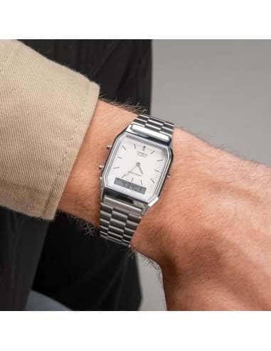 Reloj Unisex Colección Clásica Plateada y Blanca - Casio AQ-230A-7DMQYES