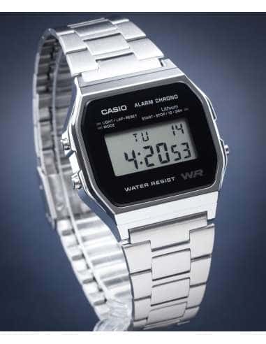 Reloj Unisex Colección Vintage Plateado y Negro - Casio A158WEA-1EF