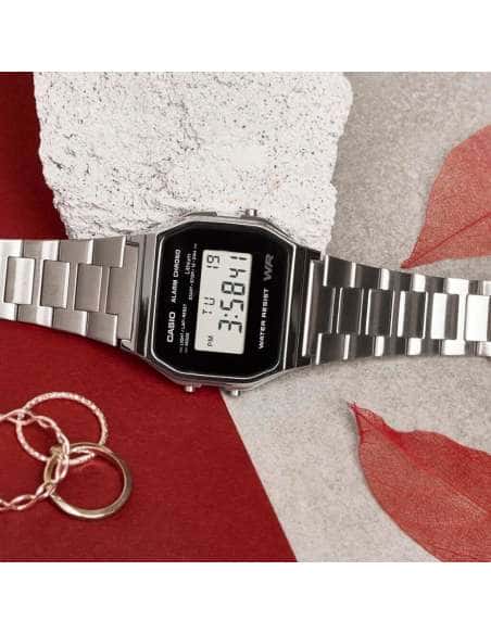 Reloj Unisex Colección Vintage Plateado y Negro - Casio A158WEA-1EF
