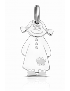 Colgante en Oro Blanco  con Silueta de Niña Grabada - Oro Blanco 18K