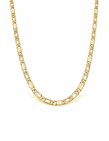 Cadena caballero Ojo de Perdiz con chapa - Oro 18k