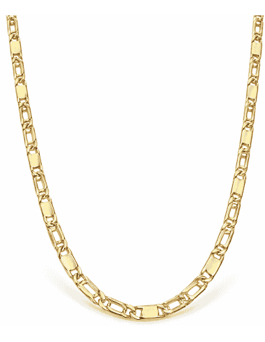 Cadena caballero Ojo de Perdiz con chapa - Oro Amarillo 18k