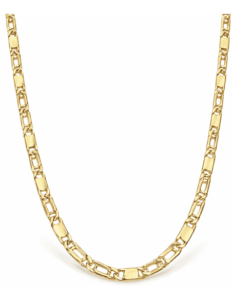 Cadena caballero Ojo de Perdiz con chapa - Oro Amarillo 18k