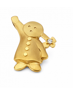 Colgante Niña y Trenza con Diamante - Oro Amarillo 18K