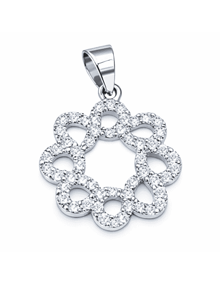 Colgante Diseño Floral Calado- Oro Blanco 18K