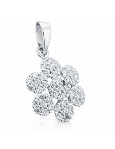 Colgante con Forma de Flor y Circonitas - Oro Blanco18K