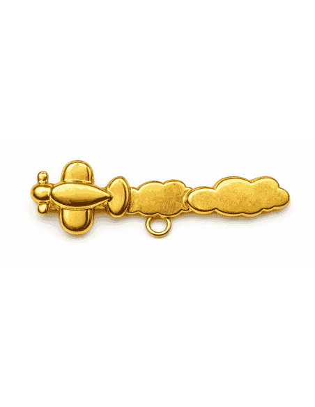 Alfiler Clásico con Motivo de Avión con Nubes – Oro Amarillo 18K