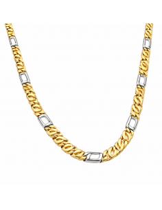 Cadena Caballero 3 x1 Eslabones Ojo de Perdiz Bicolor - Oro Amarillo y Blanco 18k