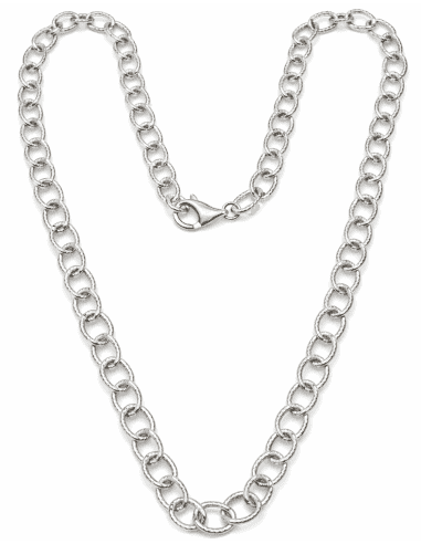 Cadena de Plata Eslabón Forzado Grabado – Plata de Ley 925