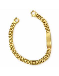 Pulsera para Caballero con Placa Grabable y Eslabón Diseño Clásico - Oro Amarillo 18k