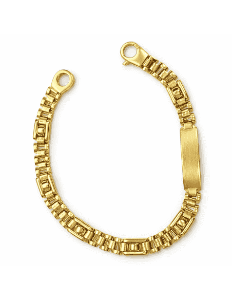 Pulsera para Caballero con Placa Grabable y Eslabón Diseño Clásico - Oro Amarillo 18k