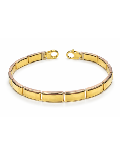 Pulsera Caballero Eslabón Chapa Bicolor - Oro Amarillo y Blanco 18k
