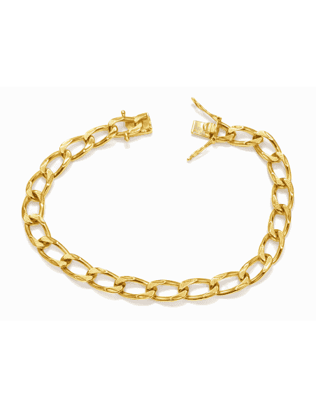 Pulsera para Caballero Eslabón Barbado con Cierre de Caja - Oro Amarillo18k