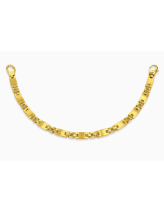 Pulsera Caballero Eslabón Placa Satinada - Oro Amarill 18k