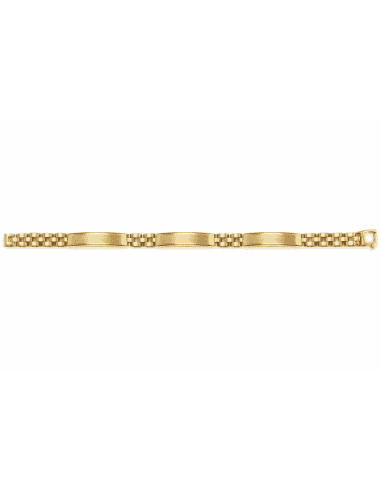 Pulsera para Caballero Oro con 4 Placas Alternadas Pulidas y Arenadas - Oro Amarillo 18k