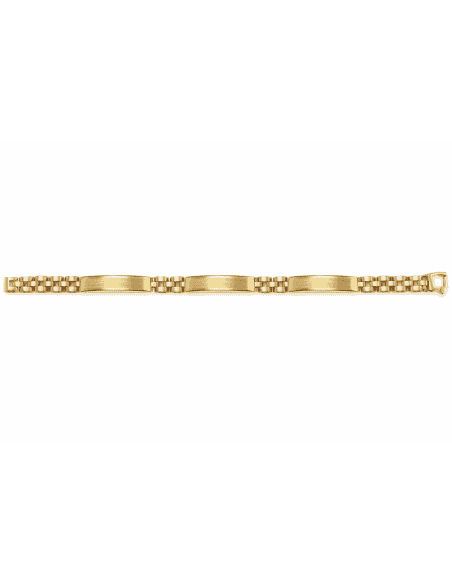 Pulsera para Caballero Oro con 4 Placas Alternadas Pulidas y Arenadas - Oro Amarillo 18k