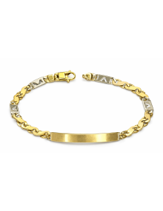 Esclava para caballero eslabón en forma de 8 o infinito Bicolor - Oro Amarillo y Blanco 18k