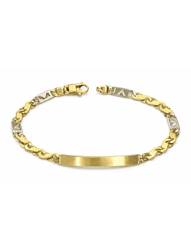 Esclava para caballero eslabón en forma de 8 o infinito Bicolor - Oro Amarillo y Blanco 18k