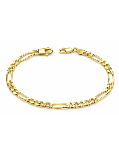 Pulsera para caballero Tipo Fígaro 3x1 - Oro Amarillo 18k