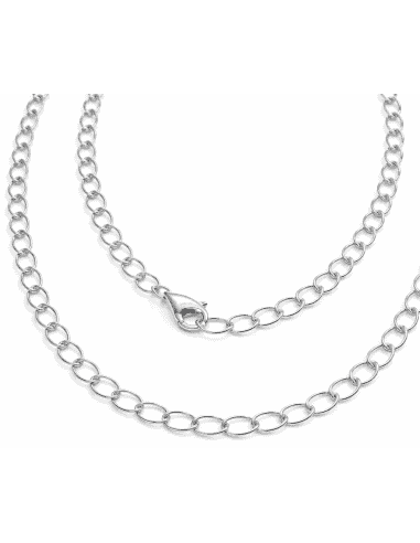 Cadena de Plata tipo Eslabón Forzado con Cierre Mosquetón – Plata de Ley 925