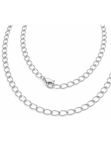 Cadena de Plata tipo Eslabón Forzado con Cierre Mosquetón – Plata de Ley 925