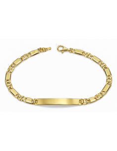 Esclava para caballero Cadena Ojo Perdiz con el Eslabón chapa - Oro Amarillo 18k