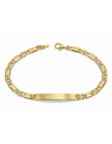 Esclava para caballero Cadena Ojo Perdiz con el Eslabón chapa - Oro Amarillo 18k