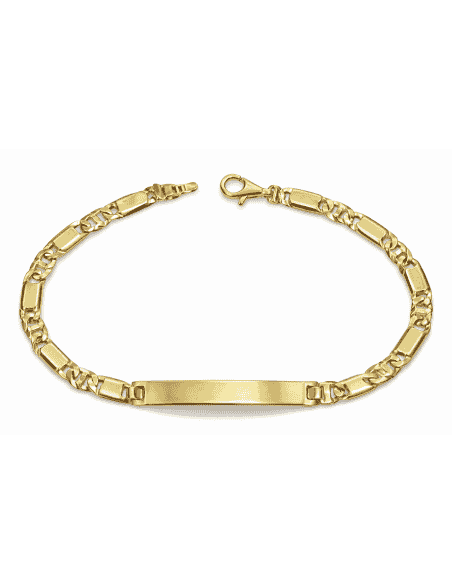 Esclava para caballero Cadena Ojo Perdiz con el Eslabón chapa - Oro Amarillo 18k