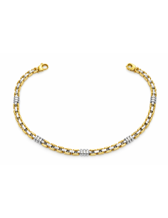 Pulsera de Caballero con Eslabones de oro Bicolor - Oro Amarillo y Blanco 18k