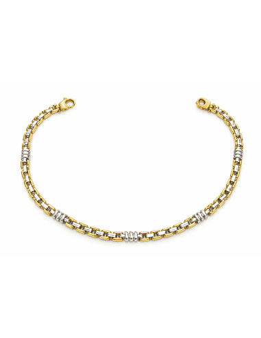 Pulsera de Caballero con Eslabones de oro Bicolor - Oro Amarillo y Blanco 18k