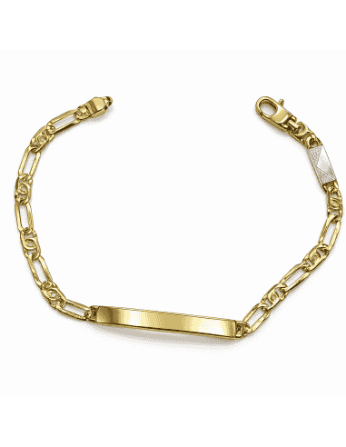 Esclava para caballero Cadena Ojo Perdiz con el Eslabón chapa oro blanco - Oro Amarillo y blanco 18k