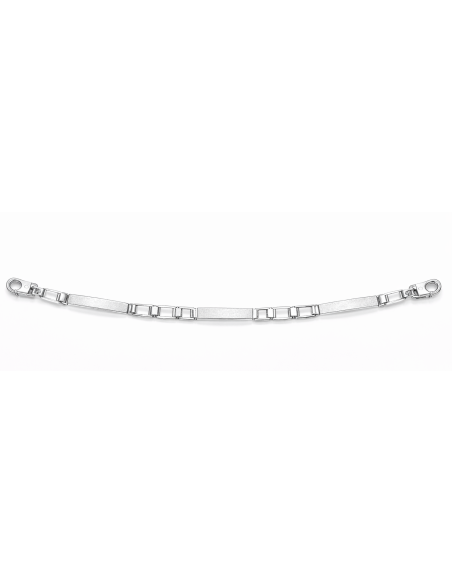 Pulsera para Caballero con Placas Mate y Eslabón Moderno - Oro Blanco18k