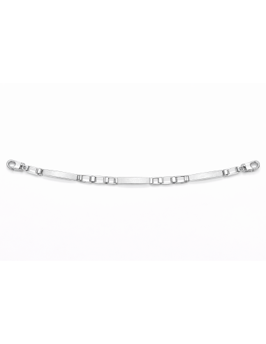 Pulsera para Caballero con Placas Mate y Eslabón Moderno - Oro Blanco18k