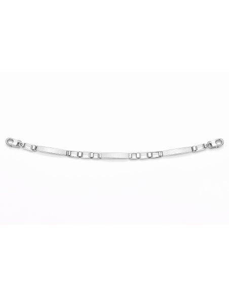 Pulsera para Caballero con Placas Mate y Eslabón Moderno - Oro Blanco18k