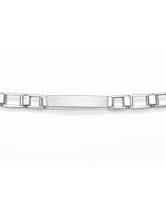 Pulsera para Caballero con Placas Mate y Eslabón Moderno - Oro Blanco18k