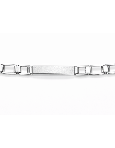 Pulsera para Caballero con Placas Mate y Eslabón Moderno - Oro Blanco18k